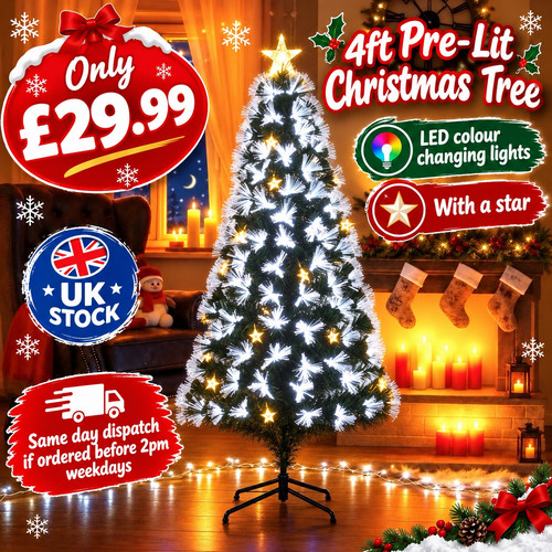 Pre lit fiber optic - pre-lit, christmas